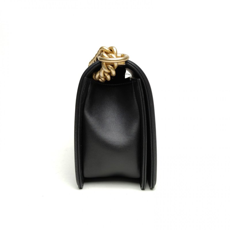 CHANEL Leboy中號25黑色牛皮27開金扣菱格紋肩背包-3
