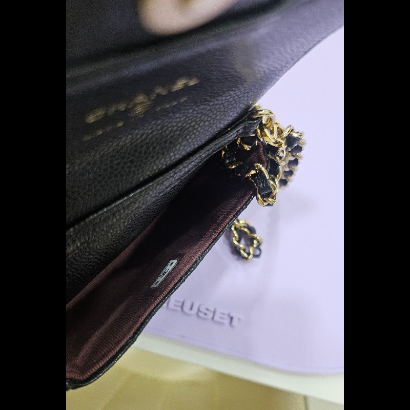 Chanel香奈兒coco迷你鍊包黑色荔枝牛皮款-2