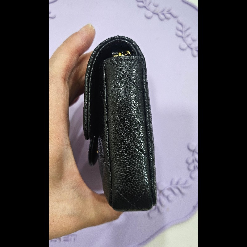 Chanel香奈兒coco迷你鍊包黑色荔枝牛皮款-6