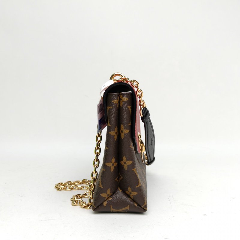LOUIS VUITTON SAINTPLACIDE紅色PVC金扣2019老花肩背包-3