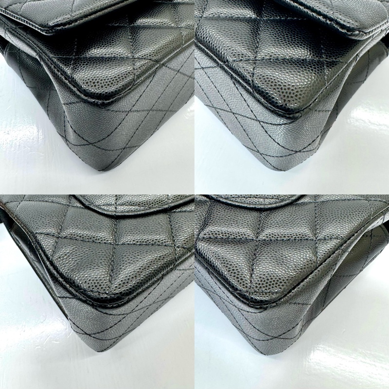 CHANEL Coco Handle 23cm 黑色荔枝皮 金扣 芯片款 AS5555-4