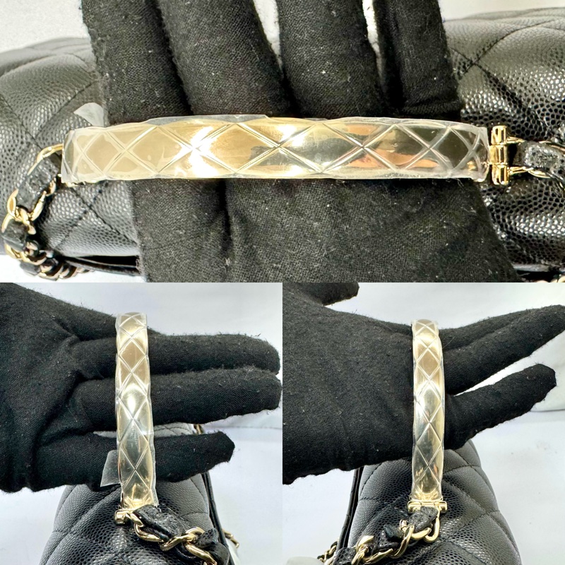CHANEL Coco Handle 23cm 黑色荔枝皮 金扣 芯片款 AS5555-7