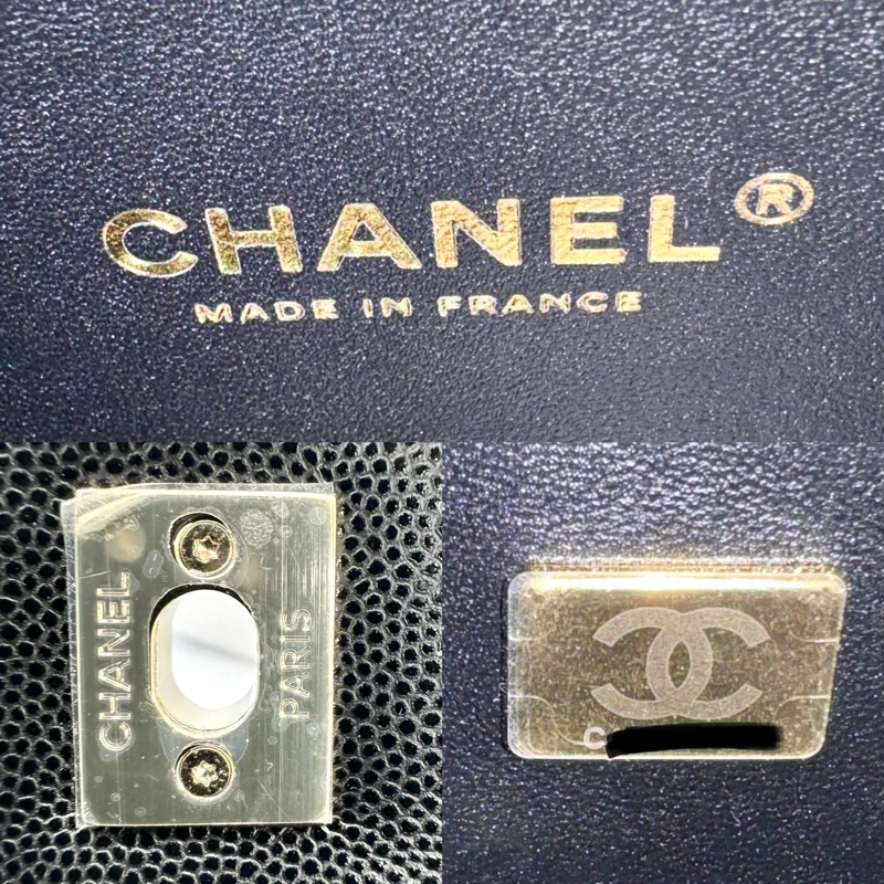 CHANEL Coco Handle 23cm 黑色荔枝皮 金扣 芯片款 AS5555-8