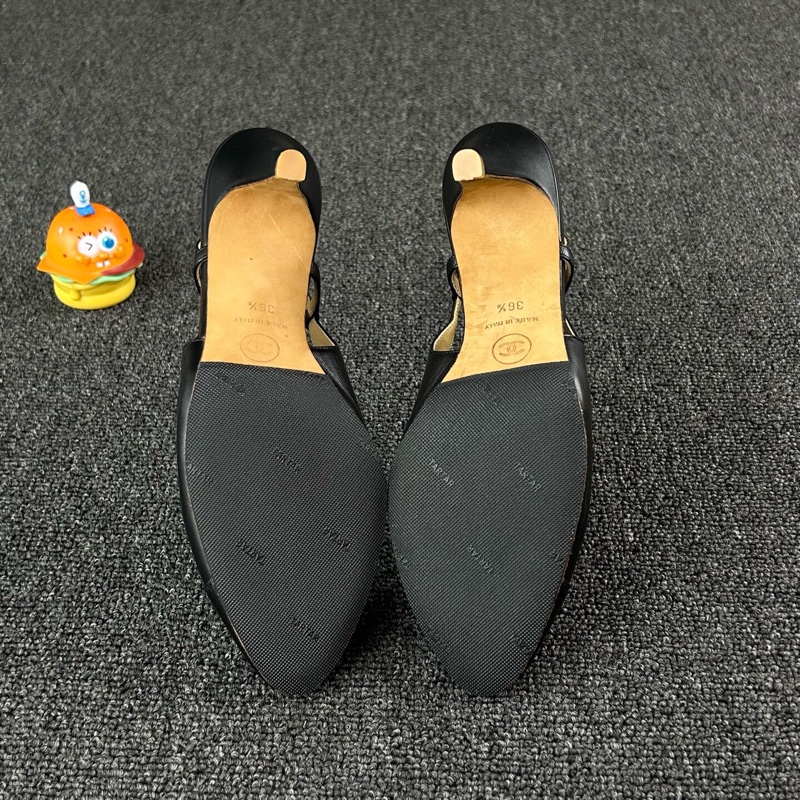 Chanel香奈兒黑色高跟鞋 尺碼：36.5 已貼底🧡-7