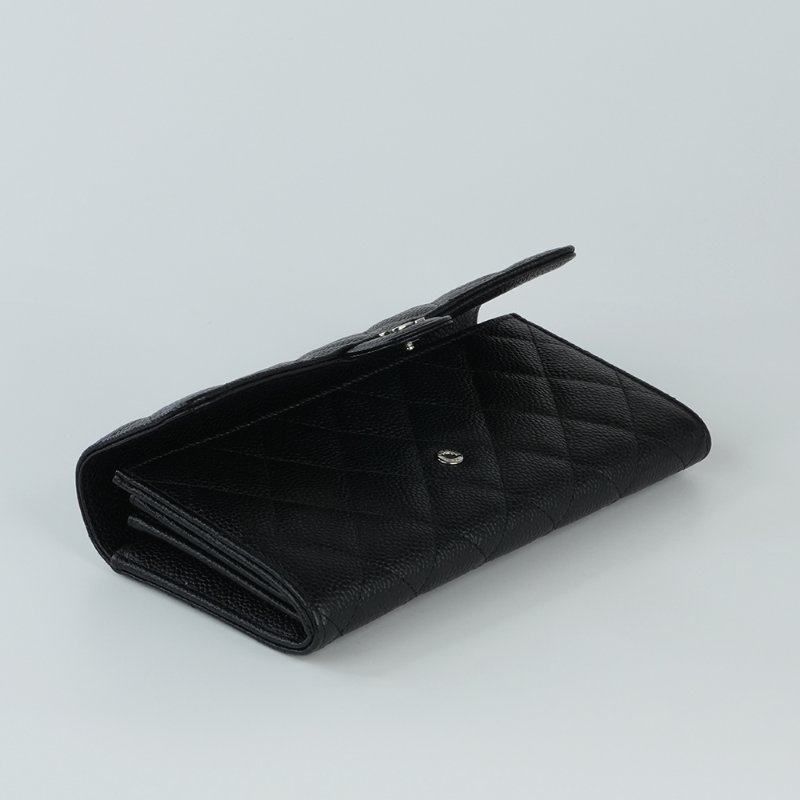 KESH 凱仕國際精品【經典在手、優雅不費力】CHANEL Classic Flap Wallet 香奈兒經典 CF 長夾｜黑色魚子醬牛皮｜銀扣-4