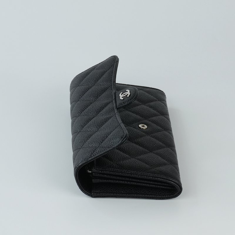 KESH 凱仕國際精品【經典在手、優雅不費力】CHANEL Classic Flap Wallet 香奈兒經典 CF 長夾｜黑色魚子醬牛皮｜銀扣-5