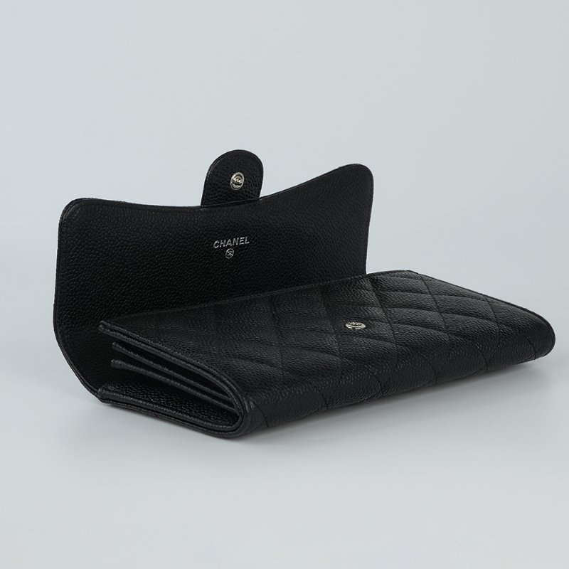 KESH 凱仕國際精品【經典在手、優雅不費力】CHANEL Classic Flap Wallet 香奈兒經典 CF 長夾｜黑色魚子醬牛皮｜銀扣-6