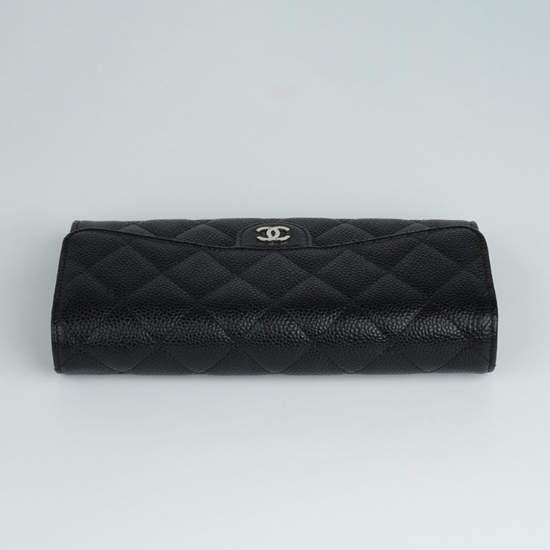 KESH 凱仕國際精品【經典在手、優雅不費力】CHANEL Classic Flap Wallet 香奈兒經典 CF 長夾｜黑色魚子醬牛皮｜銀扣-9