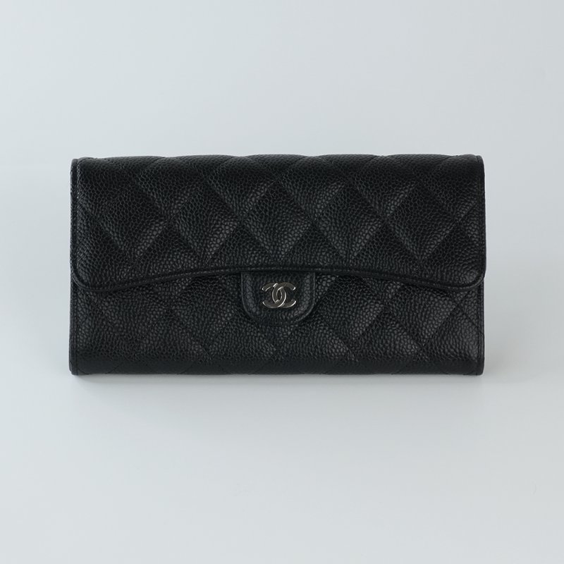 KESH 凱仕國際精品【經典在手、優雅不費力】CHANEL Classic Flap Wallet 香奈兒經典 CF 長夾｜黑色魚子醬牛皮｜銀扣-10