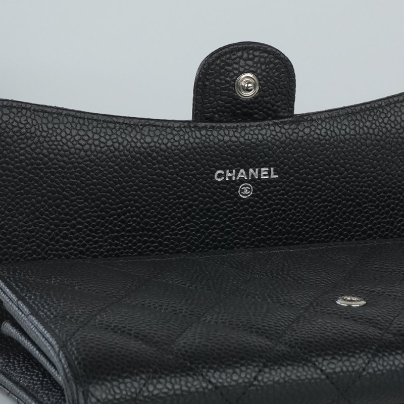KESH 凱仕國際精品【經典在手、優雅不費力】CHANEL Classic Flap Wallet 香奈兒經典 CF 長夾｜黑色魚子醬牛皮｜銀扣-11