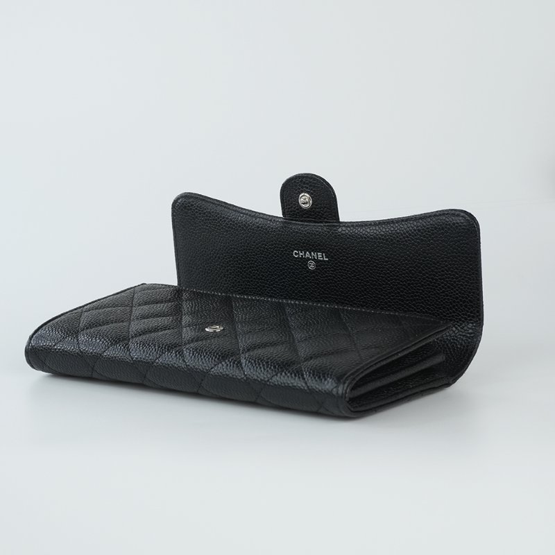 KESH 凱仕國際精品【經典在手、優雅不費力】CHANEL Classic Flap Wallet 香奈兒經典 CF 長夾｜黑色魚子醬牛皮｜銀扣-14