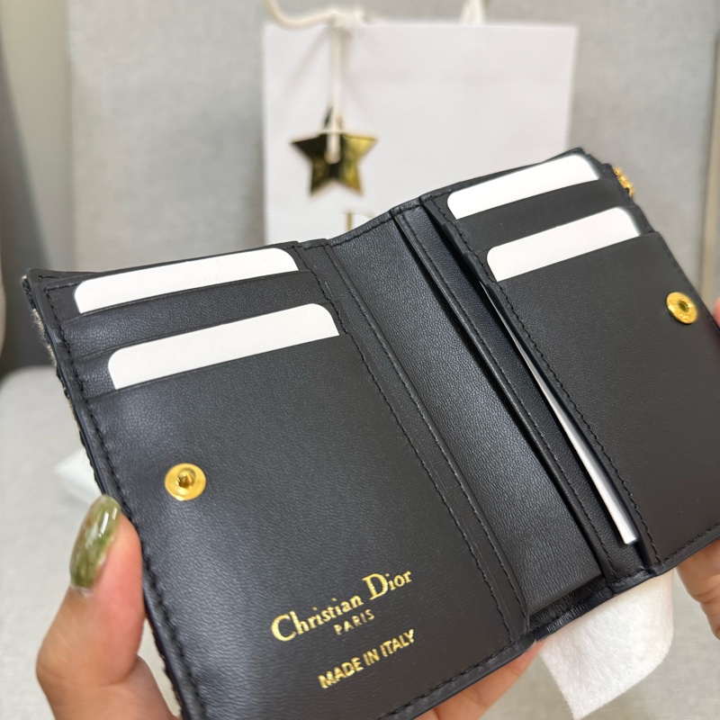 全新 Dior 藍色 Dior Oblique 緹花 短夾-2