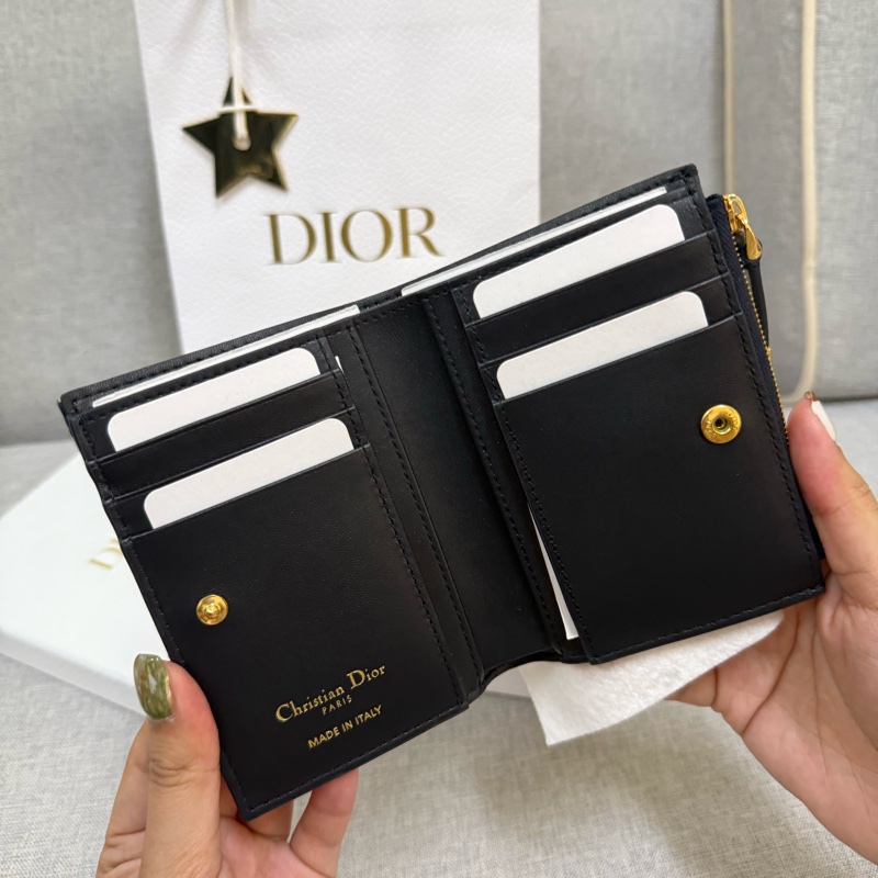 全新 Dior 藍色 Dior Oblique 緹花 短夾-8