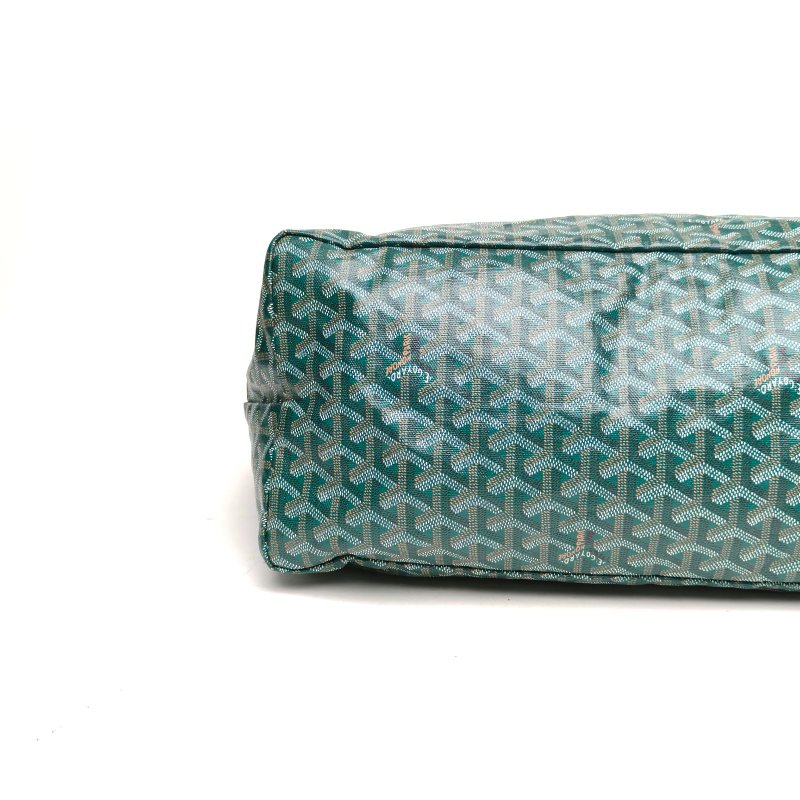 GOYARD SaintLouis購物袋子母包40大號綠色PVC銀扣肩背包-4