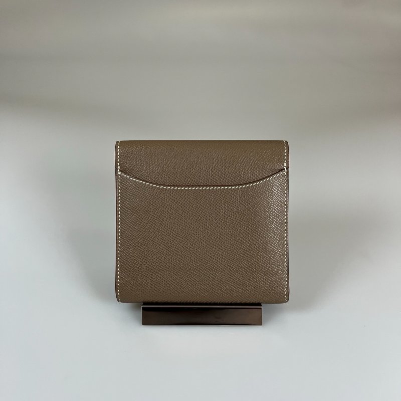 HERMES □V刻大象灰金扣康康短夾-1