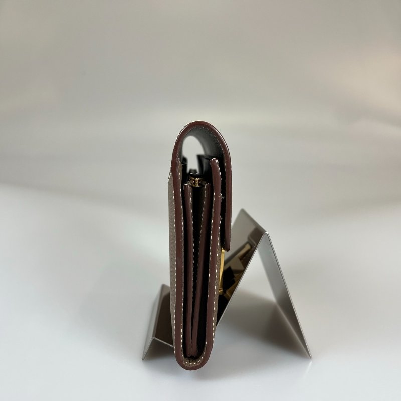 HERMES □V刻大象灰金扣康康短夾-2