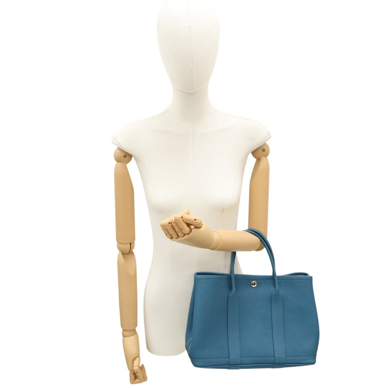 鈷藍色 牛皮 Garden Party 30CM 手提包 X刻【HERMES 愛馬仕】 H051568CK-6