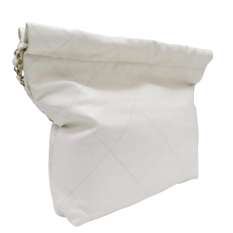 白色 牛皮 22 中號 肩背包 金釦【CHANEL 香奈兒】 AS3260-1