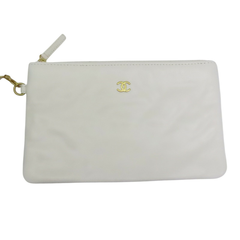 白色 牛皮 22 中號 肩背包 金釦【CHANEL 香奈兒】 AS3260-4