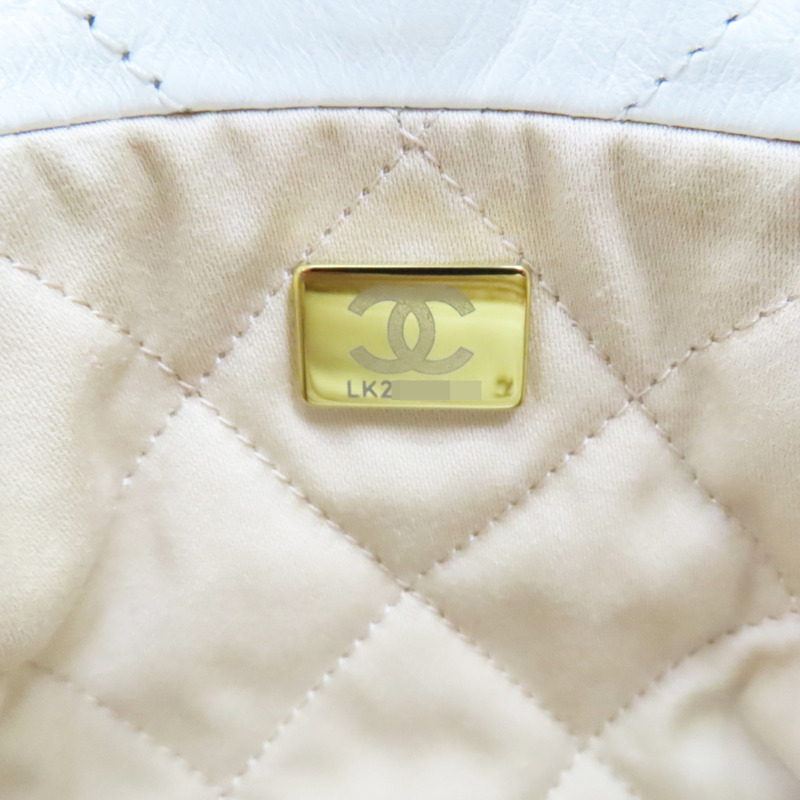 白色 牛皮 22 中號 肩背包 金釦【CHANEL 香奈兒】 AS3260-6