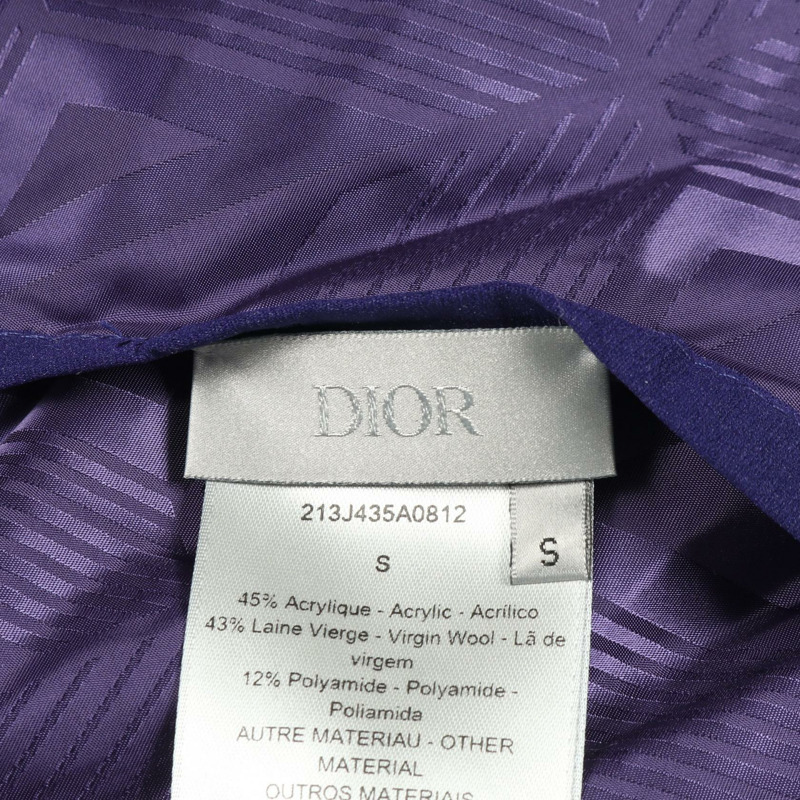 Dior CD 鑽石無色夾克，羊毛腈綸混紡，紫色/白色，二手男款-3