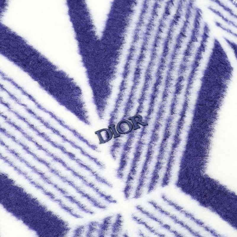 Dior CD 鑽石無色夾克，羊毛腈綸混紡，紫色/白色，二手男款-6