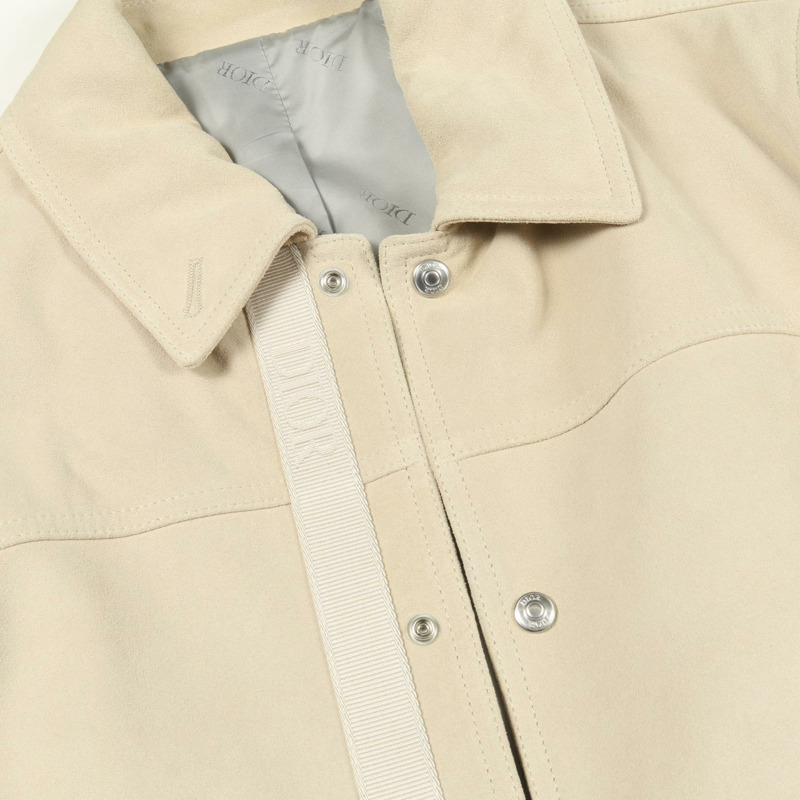 Dior 麂皮其他外套皮革米色二手男士-10