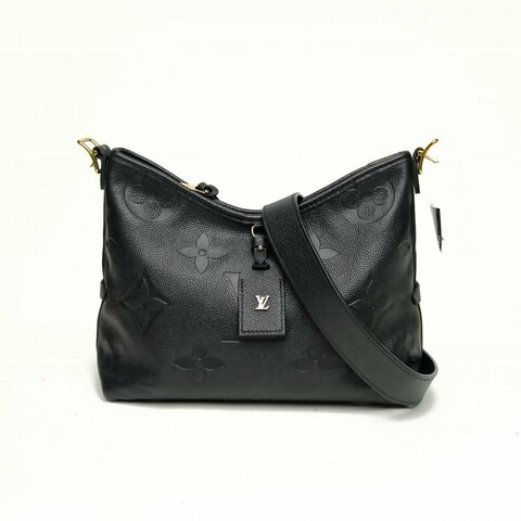 LOUIS VUITTON CARRYALL小號29配子袋黑色牛皮金扣晶片肩背包