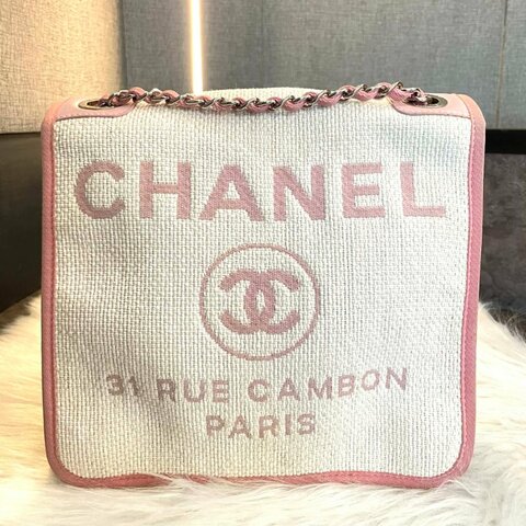 CHANEL 沙灘翻蓋鏈包 小款 粉色