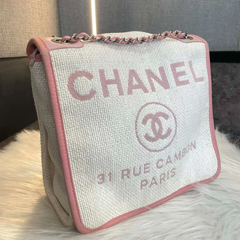 CHANEL 沙灘翻蓋鏈包 小款 粉色-1