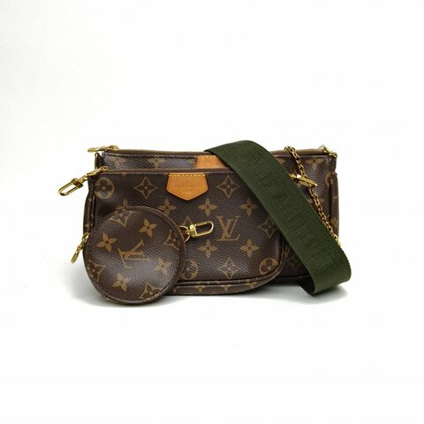 LOUIS VUITTON MultiPochetteAccessoires五合一綠肩帶老花PVC肩背包