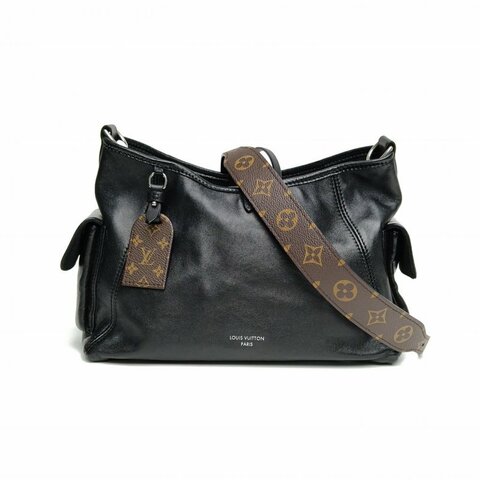LOUIS VUITTON CARRYALLCargo小號黑色羊皮銀扣晶片肩背包
