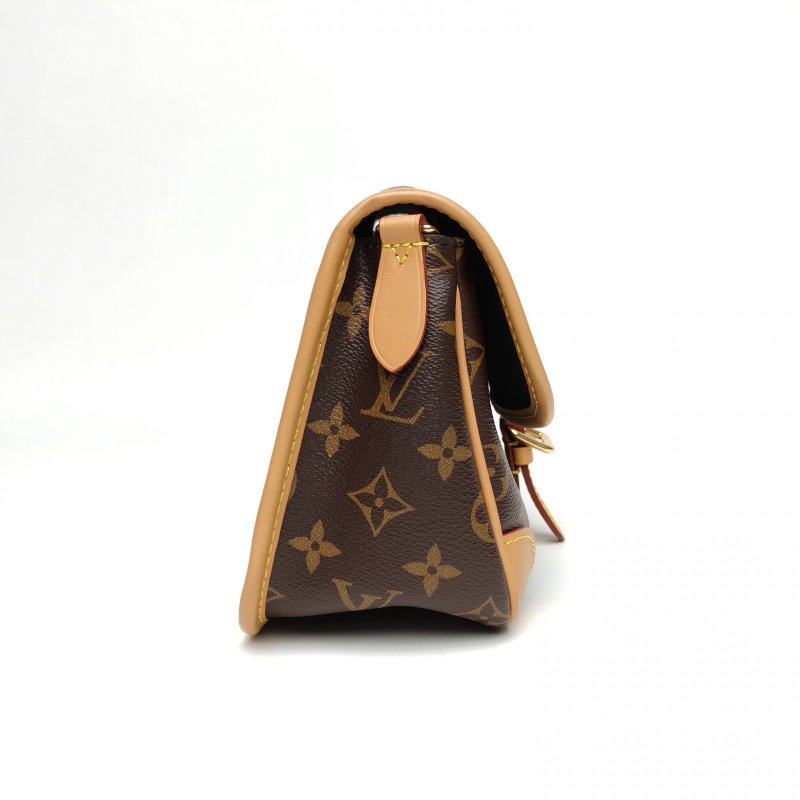 LOUIS VUITTON Diane法棍包24可拆卸黑紫寬肩帶老花PVC晶片肩背包-3