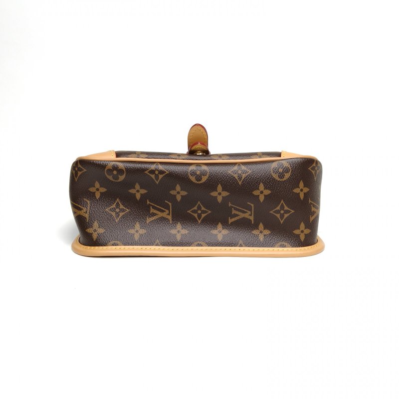 LOUIS VUITTON Diane法棍包24可拆卸黑紫寬肩帶老花PVC晶片肩背包-4