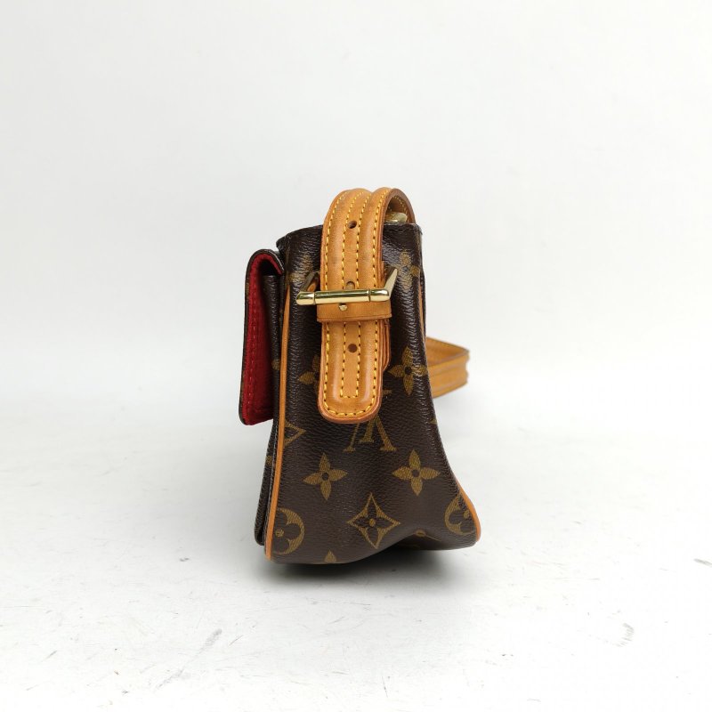 LOUIS VUITTON 中古駱駝包小號老花PVC金扣2007肩背包-1