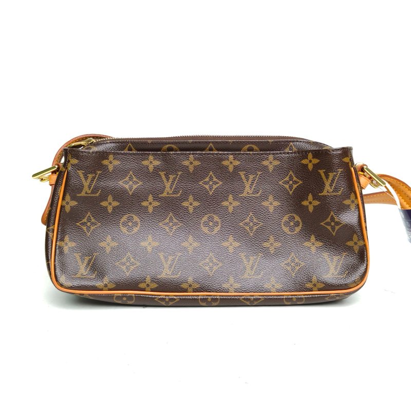 LOUIS VUITTON 中古駱駝包小號老花PVC金扣2007肩背包-2