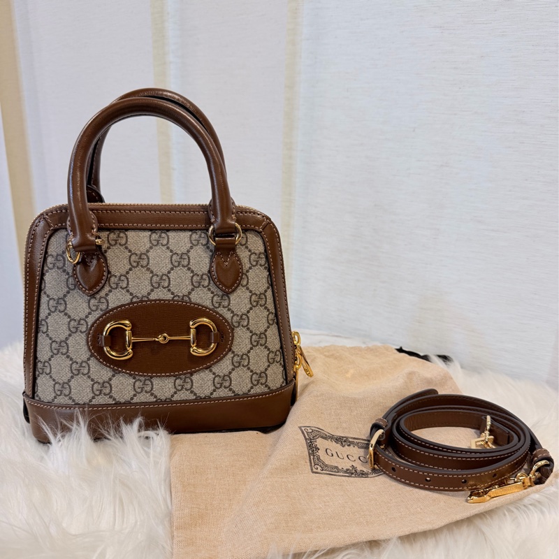 Gucci pvc1955咖啡色貝殼包-0