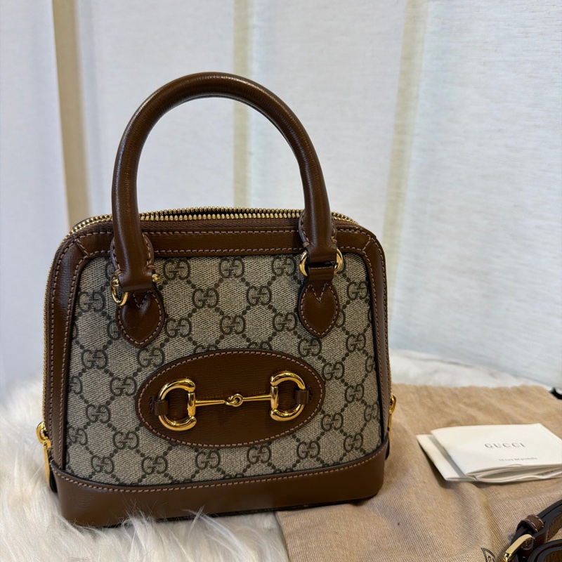 Gucci pvc1955咖啡色貝殼包-5