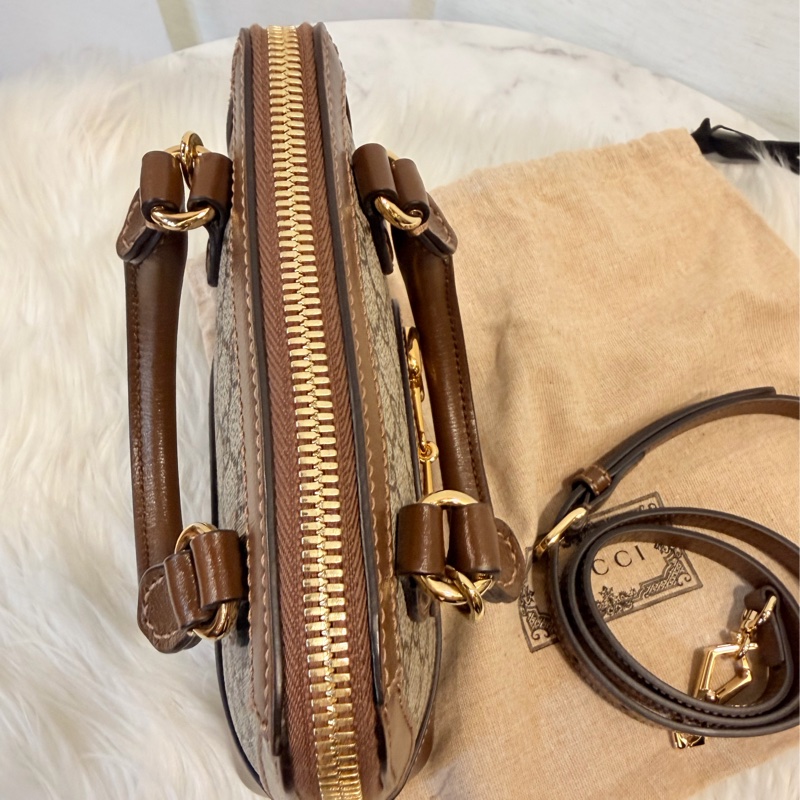 Gucci pvc1955咖啡色貝殼包-11