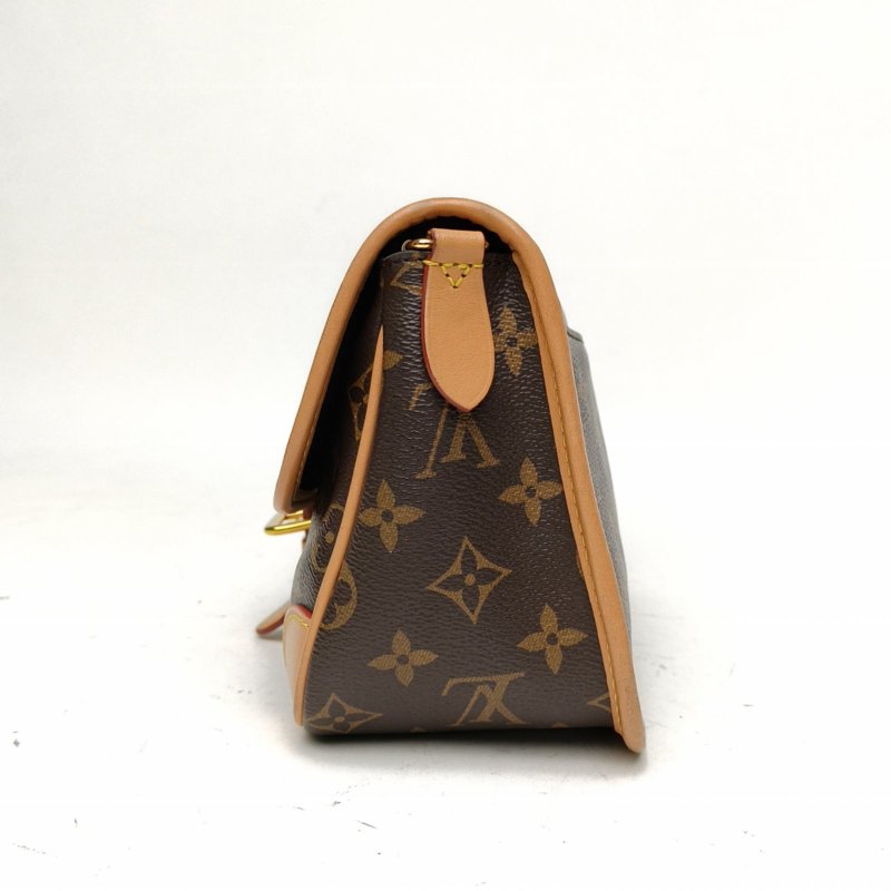 LOUIS VUITTON Diane法棍包24可拆卸黑紫寬肩帶老花PVC晶片肩背包-1