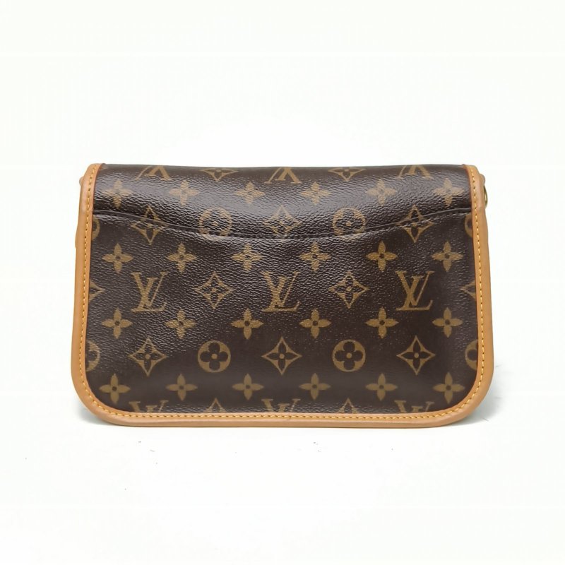 LOUIS VUITTON Diane法棍包24可拆卸黑紫寬肩帶老花PVC晶片肩背包-2