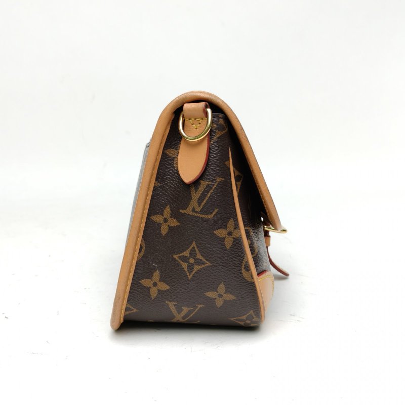 LOUIS VUITTON Diane法棍包24可拆卸黑紫寬肩帶老花PVC晶片肩背包-3