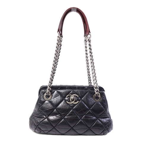 CHANEL Tweed/牛皮皮革Chain Shoulder Bag鏈帶肩背袋