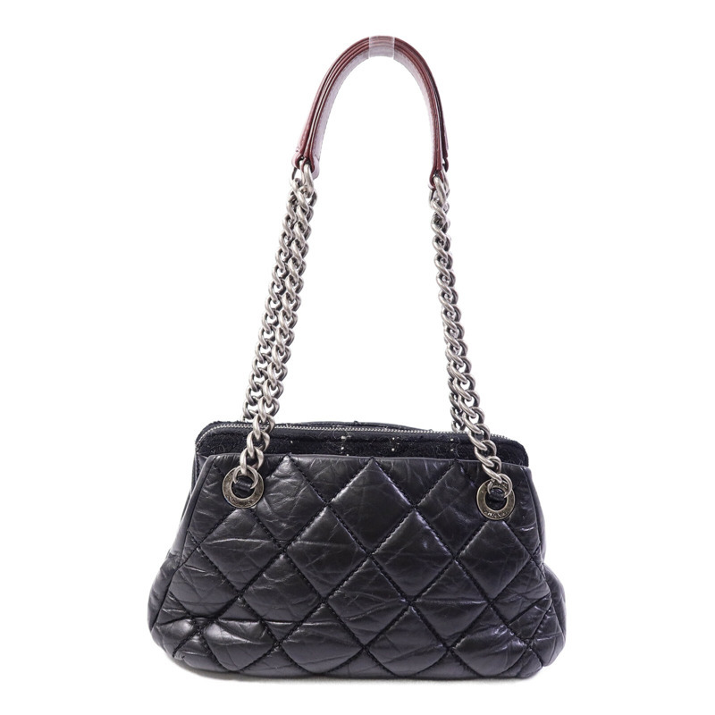CHANEL Tweed/牛皮皮革Chain Shoulder Bag鏈帶肩背袋-1