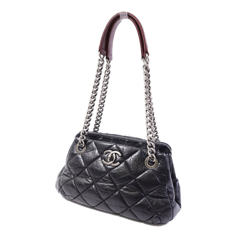 CHANEL Tweed/牛皮皮革Chain Shoulder Bag鏈帶肩背袋-2