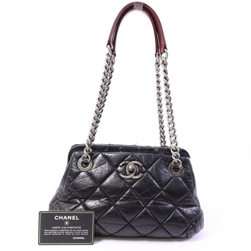 CHANEL Tweed/牛皮皮革Chain Shoulder Bag鏈帶肩背袋-9