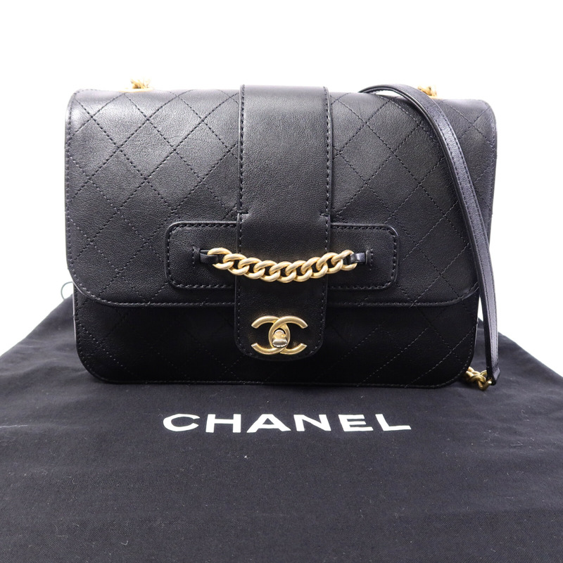 CHANEL 牛皮皮革Chain Shoulder Bag鏈帶肩背袋-9