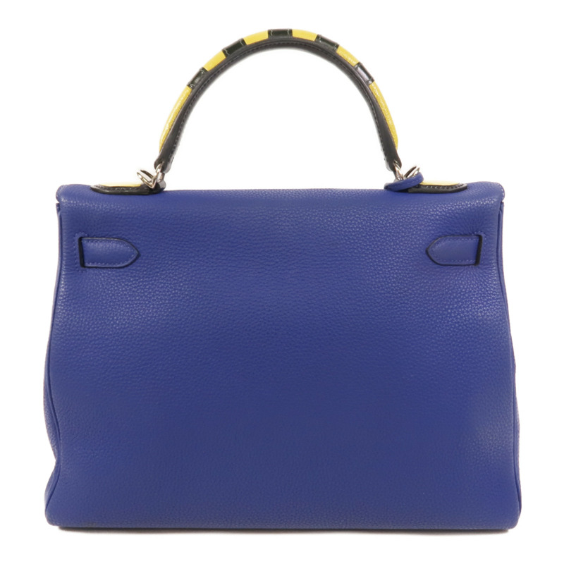HERMES Togo皮革Kelly 32手挽肩背兩用袋Blue Electrique-1