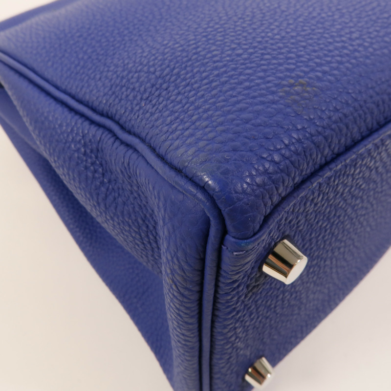 HERMES Togo皮革Kelly 32手挽肩背兩用袋Blue Electrique-15