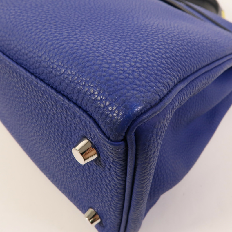 HERMES Togo皮革Kelly 32手挽肩背兩用袋Blue Electrique-16